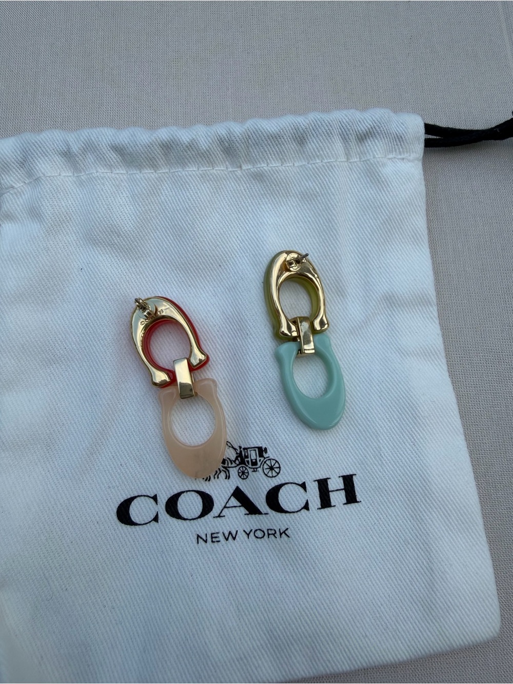 Coach Colorblock Resin Drop Earrings — Green/Red Mix - Picture 8 of 11